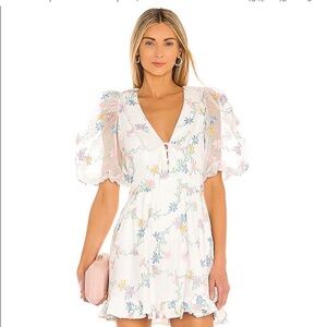 For Love And Lemons White Floral Mini Dress